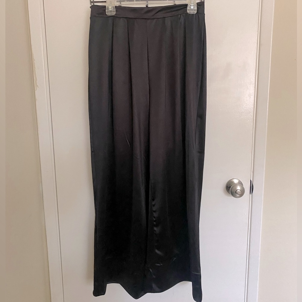 Sleek And Sophisticated Satin Wide-Leg Pants